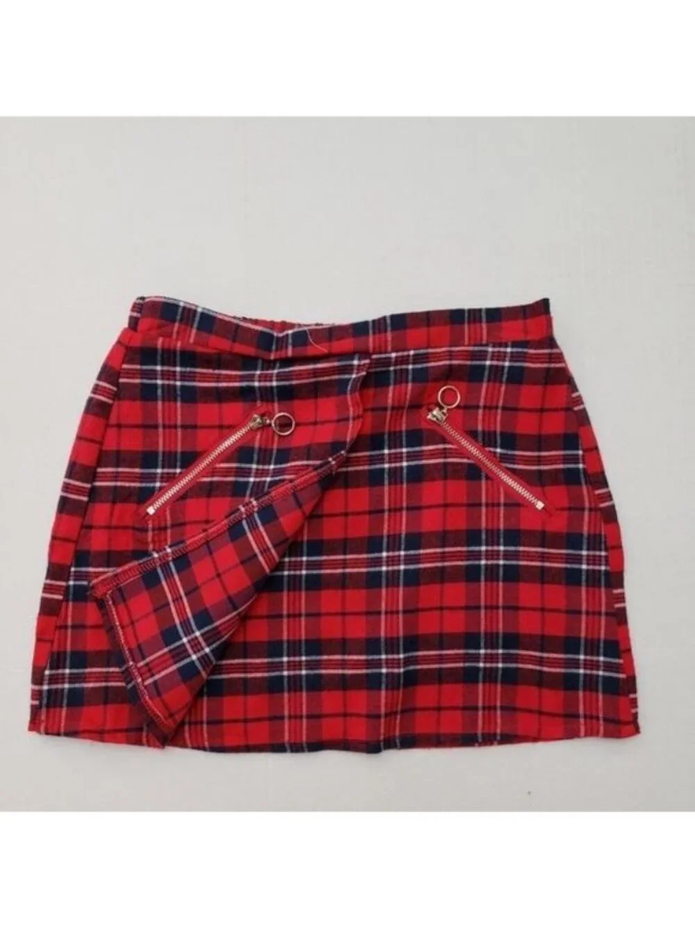 Angie Girls - red plaid, wrap short skirt, size medium